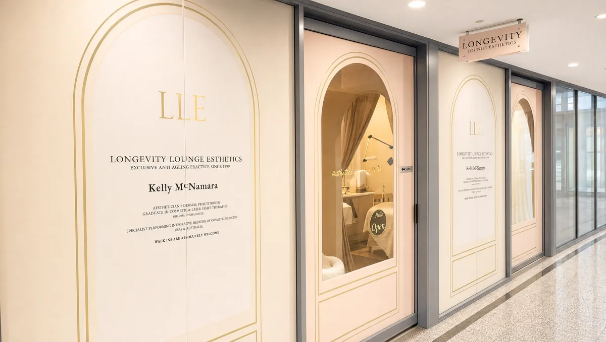 The Longevity Lounge Esthetics shopfront in Roma Arcade, Double Bay